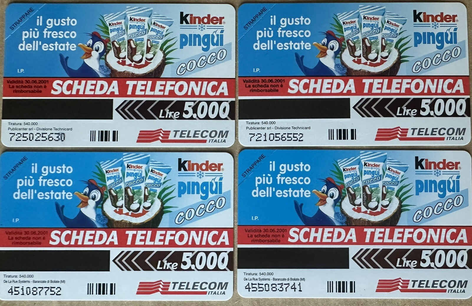 SCHEDE TELEFONICHE PF “ KINDER PINGUI “ NUOVA MAGN. AG 2023 N^ 630/633