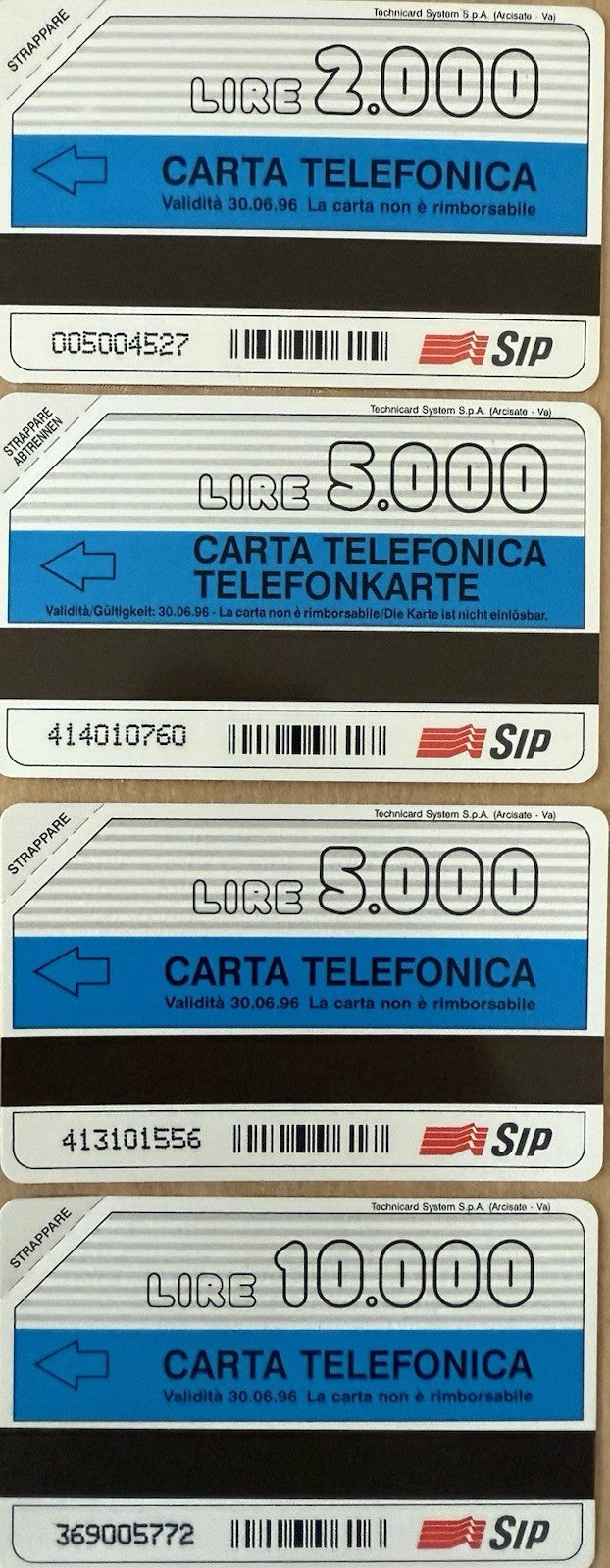 SCHEDE TELEFONICHE SIP “ CARABINIERE “ SERIE COMPLETA PERFETTA