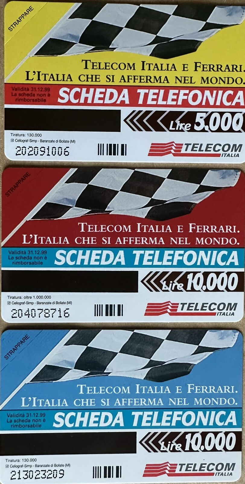 SCHEDE TELEFONICHE PF “ FERRARI “ AG 2023 N^ 304/305/306 NUOVE PERFETTE MAGNETIZ