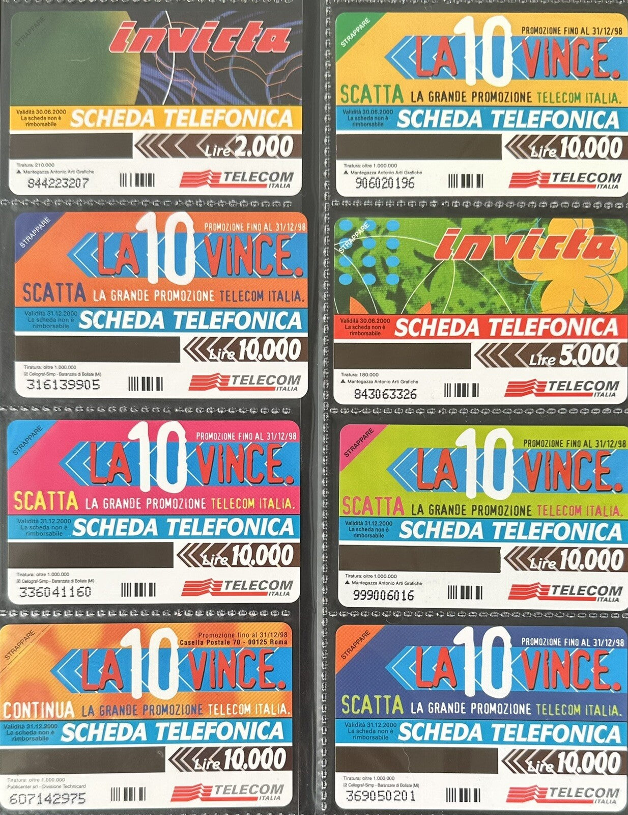 SCHEDE TELEFONICHE SERIE “ INVICTA “ AG 2023 N^520/522 NUOVE MAGNETIZZATE